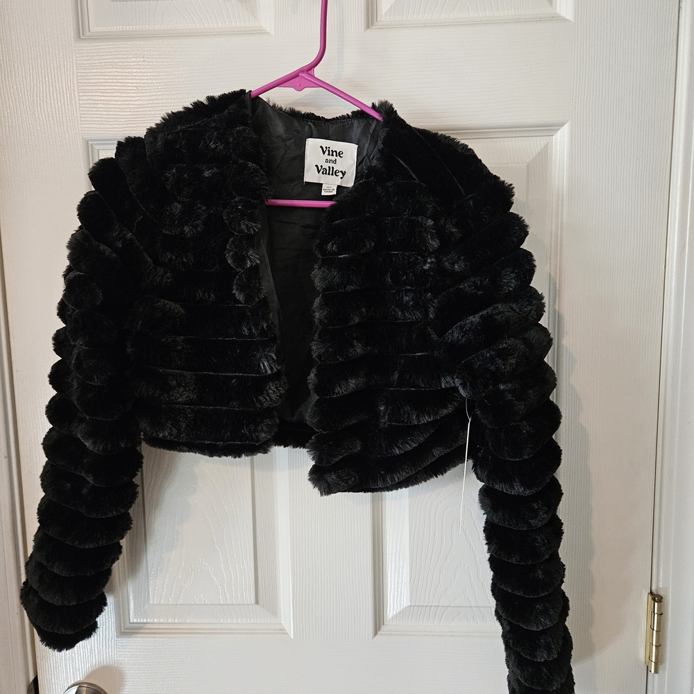 Vine Valley Black Faux Fur Jacket